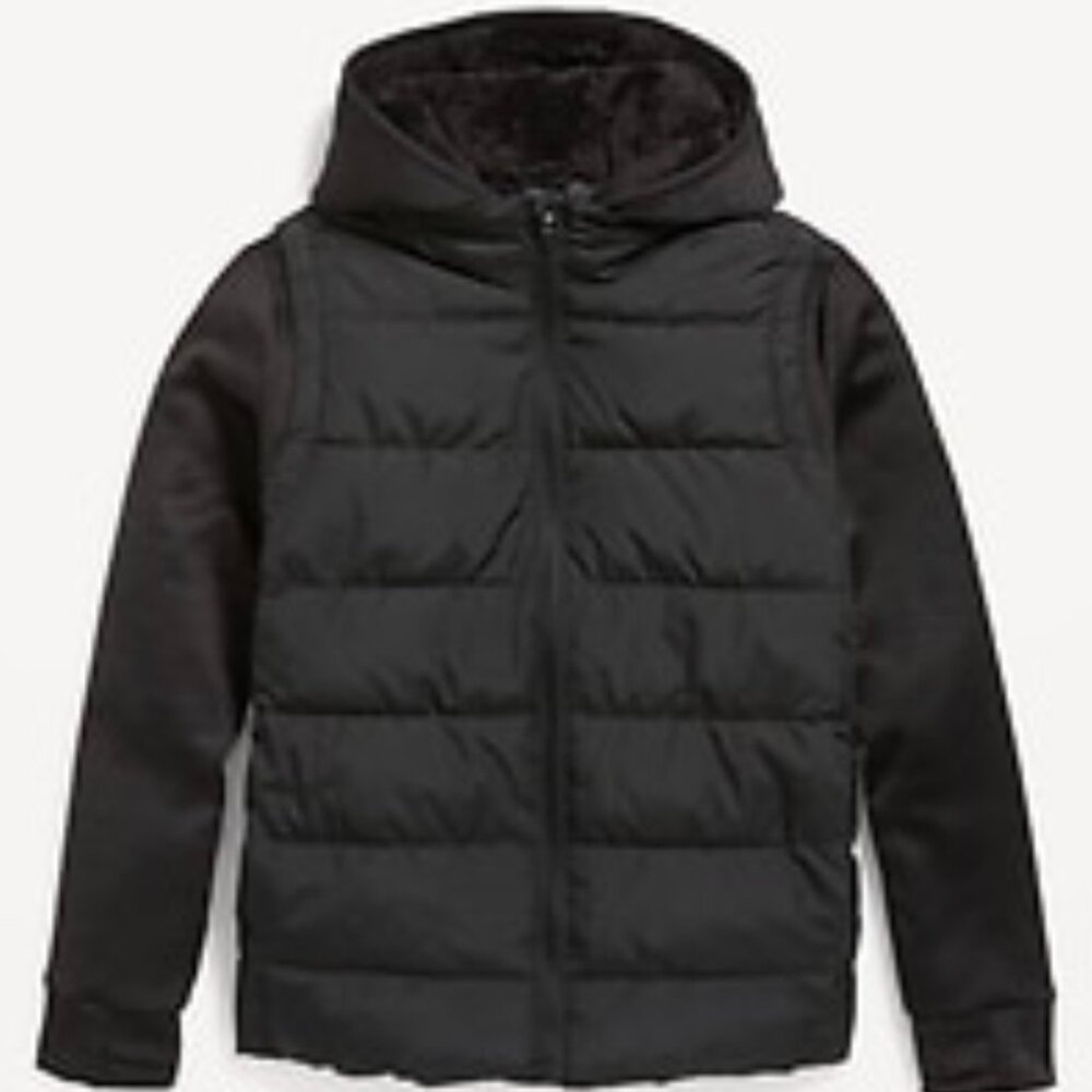 Old Navy Boys' Hooded Hybrid Zip-Front Jacket Black Size 5T